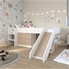 Letto a soppalco cameretta bambini moderna comò 204xH78 rovere bianco Scivolo