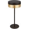 Briloner - Lampada da tavolo LED senza fili IP44 con touch, dimmerabile, batteria ricaricabile sostituibile, lampada da scrivania senza fili, lampada da comodino ricaricabile, 16x35 cm, nero e oro