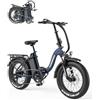 Touroll S2 Bici Elettrica Pieghevole, 20×4.0 Fat Tire Bicicletta Elettrica mit 48V 15Ah Batteria Rimovibile, 7 Velocità E-bike per Uomo e Donna, Pedalata Assistita, autonomia 100-150KM, Display LCD
