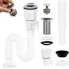 Hshenjhu Kit di Scarico Lavandino Bagno, Tubo di Scarico per Lavandino con Tubo di Scarico Flessibile, Piletta Lavabo Bagno, per Bagno Cucina Tubo Scarico Lavandino, Allungabile da 300-1000MM,Bianco