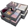 Braozaiw Clothes Drawer Organisers, 12 pezzi Dividers, Folding Wardrobe Storage Organizer, for Bedroom Fabric Underwear Organizer, Shirt, Socks, Underwear, Clothes Organiser for Wardrobe (dunkelgrau)