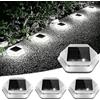 NATPOW Lampade Solari da Pavimento Esterno 6000K Luce IP65 Auto ON/OFF Impermeabili per Percorsi Esterni Giardino Scala Vialetto Quadrato 4 Pezzi