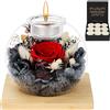 MestectPET Rosa Eterna in Vetro, Set di Rose Stabilizzate e Candele Profumate, Regalo di Compleanno per la Festa della Mamma San Valentino Anniversario Natale per Mamma Fidanzata Moglie Donna (Rosso)