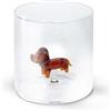 WD Lifestyle - Bicchiere in Vetro Borosilicato 250ml con Decorazione in Vetro Colorato Interna (Bassotto)