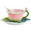 CAPIJIONG Tazza da caffè in ceramica colorata smaltata, piatto, piatto, set di pentole per ufficio, casa, ristorante, caffetteria, sala da tè, tazza e piatto in polvere di rosa corta