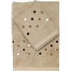 dea Set Asciugamani da bagno Viso + Ospite in spugna 100% Cotone 550gr con Pois ricamato - Coriandoli (Beige)