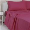 LARA MORADA - Set Completo Lenzuola Una Piazza E Mezza, Misura Francese, 100% Cotone, Made In Italy, Tinta Unita, Per Letto 1 Piazza E Mezza 140x200cm, Fuxia