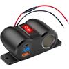 Hapytrip Pannello di Linea 2 in 1 Preassemblaggio Presa USB 12V Presa Accendisigari, PD 30W e Caricatore di Porte USB per Auto QC3.0 con Voltmetro a LED, Adattatore Presa 120W con Interruttore per Auto Barca