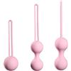 Heatop Set di 3 palle di Kegel Ben Wa. Palline di Kegel per il serraggio vaginale, set da allenamento in silicone a 3 fasi, colore rosa