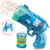 Blubbel Sparabolle di Sapone LED, Pistola Giochi, Macchina Automatica, Bubble Gun, Cannone d'Aria, Giocattolo Matrimonio, Regalo Estivo Bambini, 120ml Liquido Incluso
