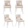 Shye Sedia da pranzo con motivo a bottoni, poltrona imbottita, sedie con gambe in metallo, moderna poltrona lounge, camera da letto, soggiorno con cuscino lombare (set da 4, beige)