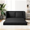 Keyroto Divano Letto 2 Posti Una Piazza e Mezza, Convertibile in Letto, Due Posti da Terra 2 in 1, Similpelle Nero 112x174x55cm
