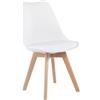 IPOTIUS Sedia da Pranzo Scandinava con Schienale Ergonomico e Gambe in Faggio, Design Classico Nordico per Cucina/Ufficio/Giardino (1 Pezzo, Bianco)