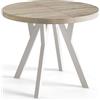 AlpiMeble Tavolo rotondo per sala da pranzo OVO, tavolo allungabile diametro: 90 cm a 190 cm, tavolo soggiorno colore: Sonoma con gambe in legno di colore bianco