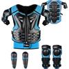FMBLDM Armatura Moto per Bambini,5 Pezzi Set di Armatura da Moto Protezione di Motocross per Bambini Ginocchiere Traspiranti Gomito Pettorina per Tutti I Terreni, Ciclismo, Sci, Pattinaggio Black Red Blue
