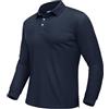 EKLENTSON Polo da Golf per Gli Uomini Performance Manica Lunga 3 Bottoni Pesca Camicia Leggera Casual Blu Navy L