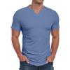 PrinStory T-shirt a maniche corte da uomo con scollo a V a righe Henley maglietta basic slim fit casual maglietta estiva da uomo top, Verde militare, M