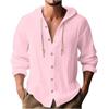 BOTCAM Novità Camicia da uomo con colletto alto e coulisse in tinta unita e maniche lunghe in cotone e lino francese, Colore: rosa., XL