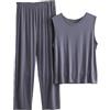 OLEETS Completo Pigiama da Uomo 2 Pezzi - Canottiera da Uomo Girocollo in Tinta Unita Tinta Unita + Pantaloni Lunghi 2 Pezzi Pigiama da Notte Estivo in Cotone Sottile Allentato, Grigio, 6XL