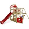 Wickey Gioco da giardino WICKEY SeaFlyer con altalena e scivolo rosso, struttura da esterno per bambini con sabbiera, scaletta e accessori da gioco