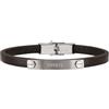 Breil, Collezione Bridge, Bracciale Uomo in Pelle e Acciaio Specchiato-Satinato, con Logo, Pratica Chiusura a Gioielleria, Idee Regalo Uomo, Lunghezza Regolabile 22.5 cm