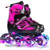 Lixada Pattini in Linea Regolabili per Bambini Confortevole con 8 Ruote Luminose Pattini a Rotelle Traspirante con Kit di Formazione per Ragazze Ragazzi Adulto Principianti, Taglia: 28-33/34-37/38-41