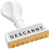 Wedo 19333 - Timbro con testo in plastica, larghezza ca. 45 mm, altezza di scrittura 5 mm, impugnatura ergonomica, colore: Bianco