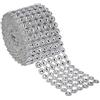 ISIYINER Rotolo di nastro in rete con strass in acrilico, per matrimoni e compleanni, decorazioni artistiche e artigianali, 6 file da 9,1 m, colore argento