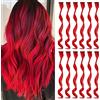 LUCKSWET Extension colorate per capelli con clip per ragazze, 52 cm, colorate ricci ondulati, per feste, accessori per capelli, accessori per capelli da donna (12 pezzi rossi)