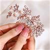 IYOU Pettine per capelli da sposa con fiore argentato con strass accessorio per capelli da sposa per donne e ragazze (oro rosa)