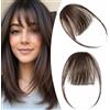 S-noilite Frangia Clip Capelli Veri Frangetta Extension, Frangia Aerea Capelli Umani, 100% Remy Human Hair Bang, 3g Frangetta Francese Capello Veri, Lisci con Tempie Bangs, Marrone Scuro #2