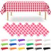 NACHLYNN Confezione da 6 tovaglie in plastica usa e getta, 137 x 274 cm, a quadretti rosa, rettangolari, per feste, fidanzamenti, matrimoni, battesimi, compleanni, decorazioni