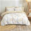 Dreamzie Copripiumino Matrimoniale 260x240 cm con 2 Federe 65x65 cm - Motivo Foglie di Palma Tropicali Beige Bianco - Set Copripiumino Matrimoniale 260x240