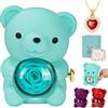 MestectPET Rosa Eterna con Collana a Cuore, Scatola di Rose Conservate Festa della Mamma San Valentino Anniversario di Matrimonio Compleanno Regali di Natale per Mamma Fidanzata Donne (Blu)