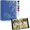 Lanpn Album Fotografico 10x15 100 Foto 2 Confezioni, OURMEMORIES Lino Piccolo Mini Album Foto Portafoto Verticale Tascabile Tasche Tasca Blu