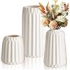 Lighterday Set di 3 vasi in ceramica, moderni, decorazione beige, piccoli vasi per erba della pampa, per soggiorno, tavolo e davanzale, decorazione (bianco A)