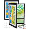 Joyshare Disegni Bambini Cornice A4, con Orizzontale o Verticale, Frontale Cornice Portafoto Artistica Apribile, Artistiche Cornici per Disegno Bambini, Nero, A4, 2 Pezzi