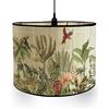 FANSU Paralume rotondo per lampada da tavolo, moderno, motivo animali e piante, facile da montare, per soggiorno, camera da letto, corridoio, sala lettura (zoo)