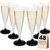 MA MAISON Flute da Champagne 100 ml Eleganti Calici in Plastica Riutilizzabili, Resistenti, Trasparenti, Riciclabili - Flute per Feste Calici di Vino- Bicchieri Lavabili Colorati (Base Nera - 48 Pz)