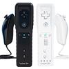 TechKen 2 set di telecomandi per Wii, telecomando di ricambio integrato Motion Plus Controller e Nunchuck (nero bianco)