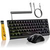 MAMBASNAKE ATTACK SHARK X68 HE Tastiera a Grilletto Rapido, Mouse R1 e Cavo a Spirale da 8 KHz, Tastiera Magnetica da 8KHz con Precisione RT di 0,01mm, Mouse da Gioco Wireless R1, per PC/Mac - Nero