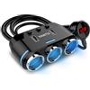 EEEKit Presa Accendisigari Tripla, Adattatore per Presa Accendisigari Auto 12V/24V con 2 Porte USB di Ricarica e Display Tensione