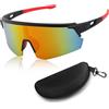 CIYIN Occhiali da Sole Sportivi Polarizzati, Polarizzati Occhiali da Ciclismo, Occhiali Ciclismo Occhiali da Sole Sportivi per uomo e donna,per Bike,Sci,corsa,pesca (rosso)