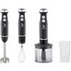 BEPER P102FRU151 Frullatore a Immersione 4 in 1, Mixer Multifunzione con Tritatutto 500ml, Fruste, Bicchiere 700ml, 4 Lame in Acciaio Inox, Blender Turbo & Pulse, Accessori Smontabili