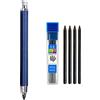 Generic Matita da disegno in metallo da 5,6 mm con 4 set di mina 2B 4B 6B 8B, matita meccanica professionale per schizzi artistici, cancelleria Kawaii può essere riempita (Blu)
