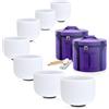Hye-eun Set di campane tibetane in cristallo, 432 Hz, 15,2-30,5 cm, bianco, 7 pezzi, per yoga, meditazione, terapia del suono, con borsa per il trasporto