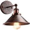 iDEGU Lampade da Parete Industriale Vintage Applique da Parete Retrò in Stile Edison in Metallo E27 Regolabile Plafoniere Applique Interno per Cucina Soggiorno Camera da Letto, 22cm (1x Ruggine)