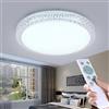 Dopastore Plafoniera da Soffitto LED 60W Design Cerchio Bianco Effetto Stellato Contorno Effetto Cristallo Con Telecomando Lampada da Parete Stile Moderno Interni IP20