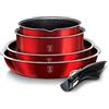 BerlingerHaus Berlinger Haus Burgundy Batteria Cucina Induzione 9 Pezzi, Manico Rimovibile Intercambiabile, Antiaderente Senza PFOA, Alluminio, Set Pentole e Padelle, Coperchi Vetro + Ermetiche, Impilabile