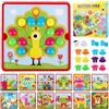 TNEDFOD Mosaico per Bambini, Educativo Montessori, Puzzle 46 Pulsanti e 12 Carte per 3 4 Anni